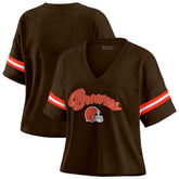 Cleveland Browns WEAR by Erin Andrews Women's Plus Size Color Block Boxy T-Shirt Brown/White | NFL