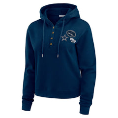 Dallas Cowboys WEAR by Erin Andrews Women's Plus Size Waffle Hoodie Pullover Top Navy | NFL