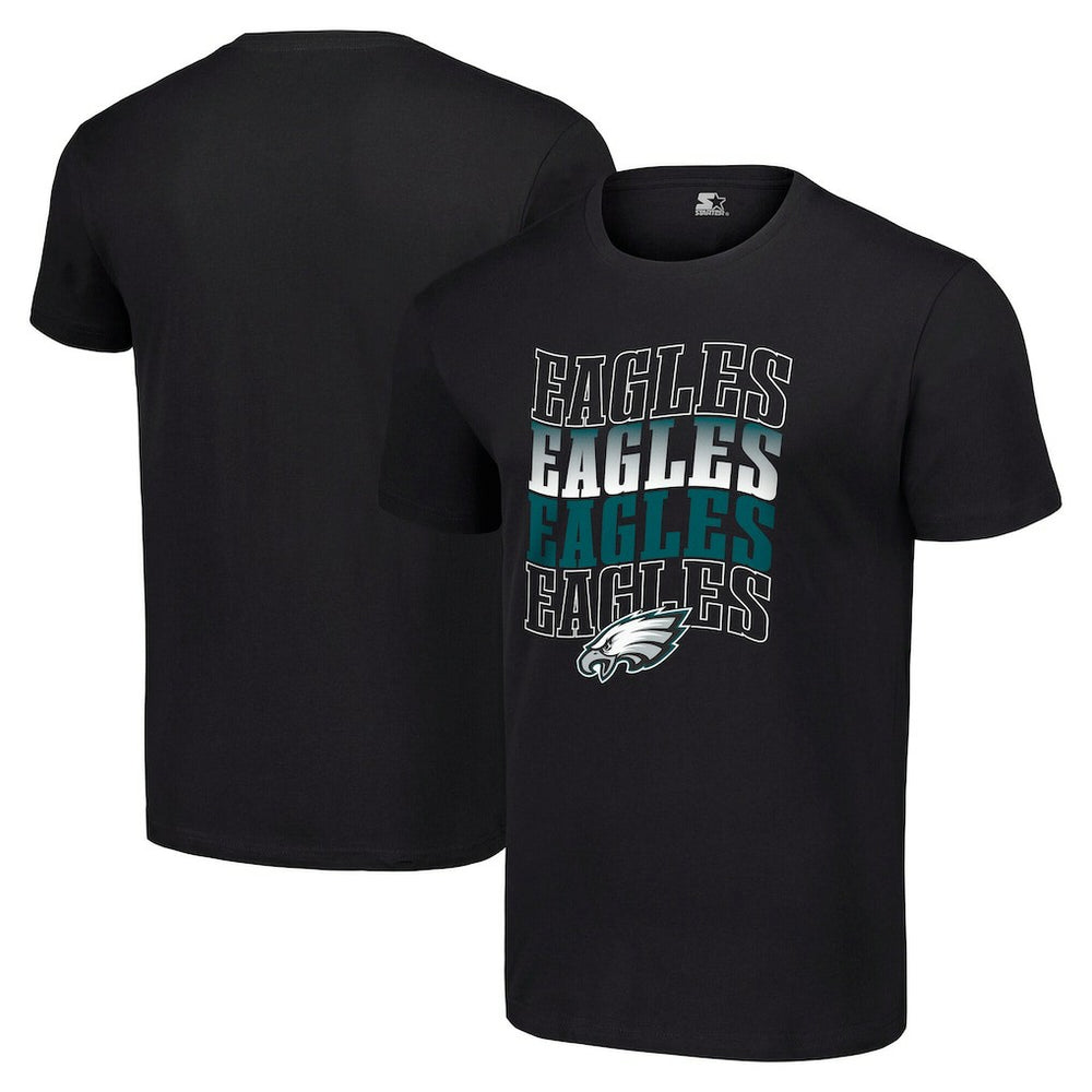 Philadelphia Eagles Starter Four Team Name Logo T-Shirt Black | NFL
