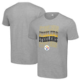 Pittsburgh Steelers Starter Four Team Name Logo T-Shirt Heather Gray | NFL