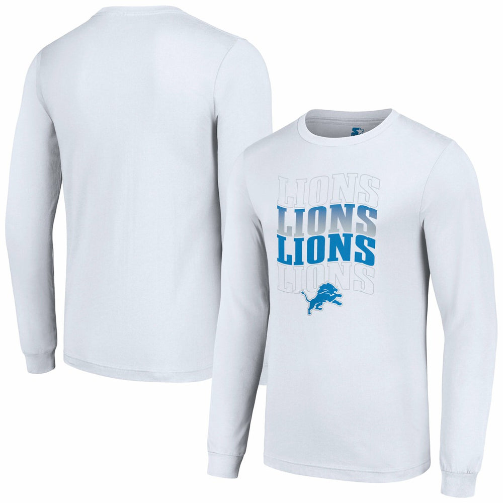 Detroit Lions Starter Team Name Graphic Long Sleeve T-Shirt White | NFL