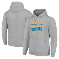 Los Angeles Chargers Starter Four Team Name Logo Fleece Pullover Hoodie Heather Gray | NFL