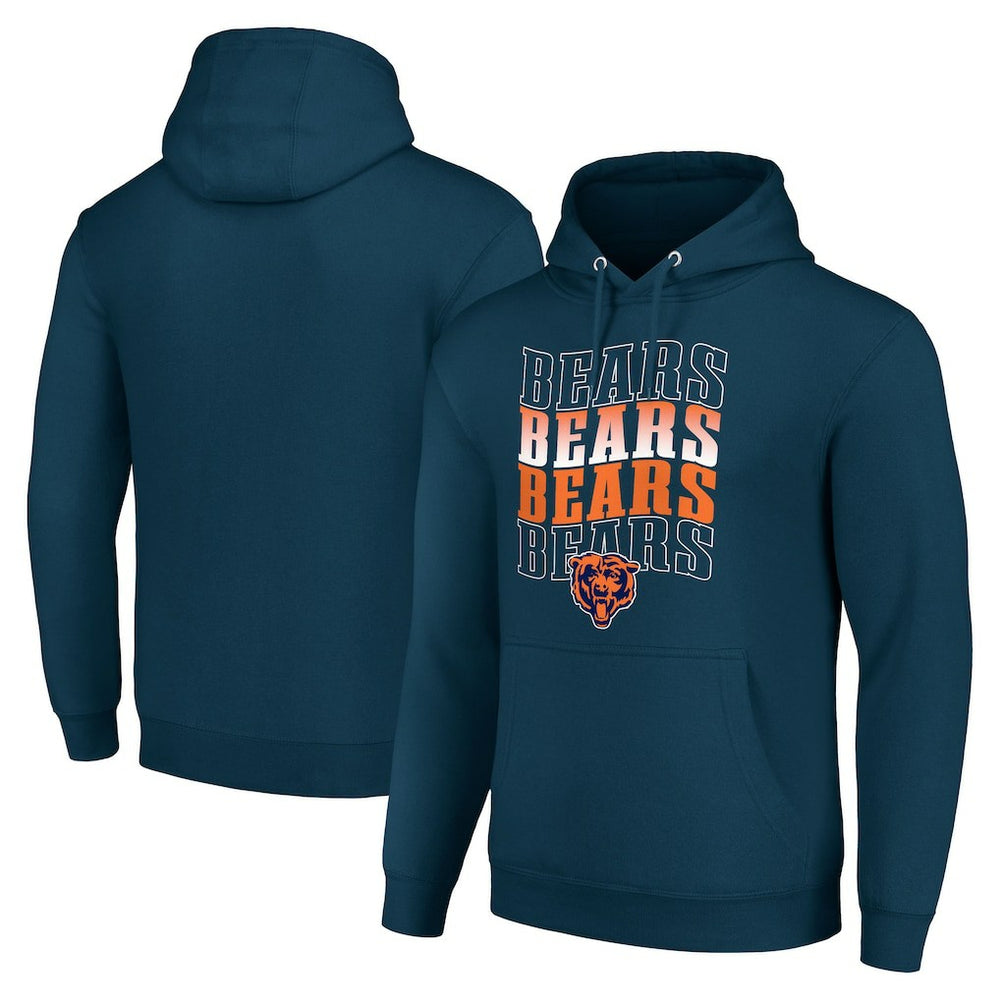Chicago Bears Starter Four Team Name Logo Fleece Pullover Hoodie Navy | NFL
