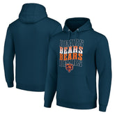 Chicago Bears Starter Four Team Name Logo Fleece Pullover Hoodie Navy | NFL