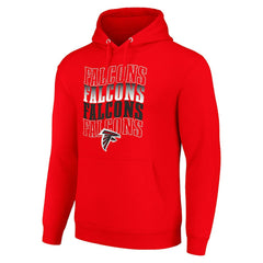 Atlanta Falcons Starter Four Team Name Logo Fleece Pullover Hoodie Red | NFL