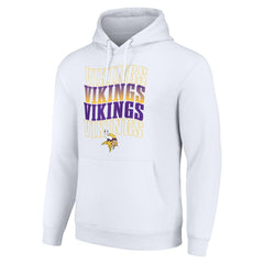 Minnesota Vikings Starter Four Team Name Logo Fleece Pullover Hoodie White | NFL