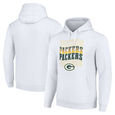 Green Bay Packers Starter Four Team Name Logo Fleece Pullover Hoodie White | NFL