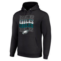 Philadelphia Eagles Starter Four Team Name Logo Fleece Pullover Hoodie Black | NFL