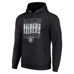 Las Vegas Raiders Starter Four Team Name Logo Fleece Pullover Hoodie Black | NFL