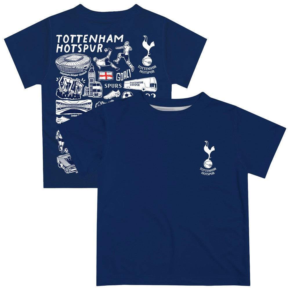 Tottenham Hotspur Vive La Fete Youth Impressions Artwork T-Shirt Navy - FIFA World CUP