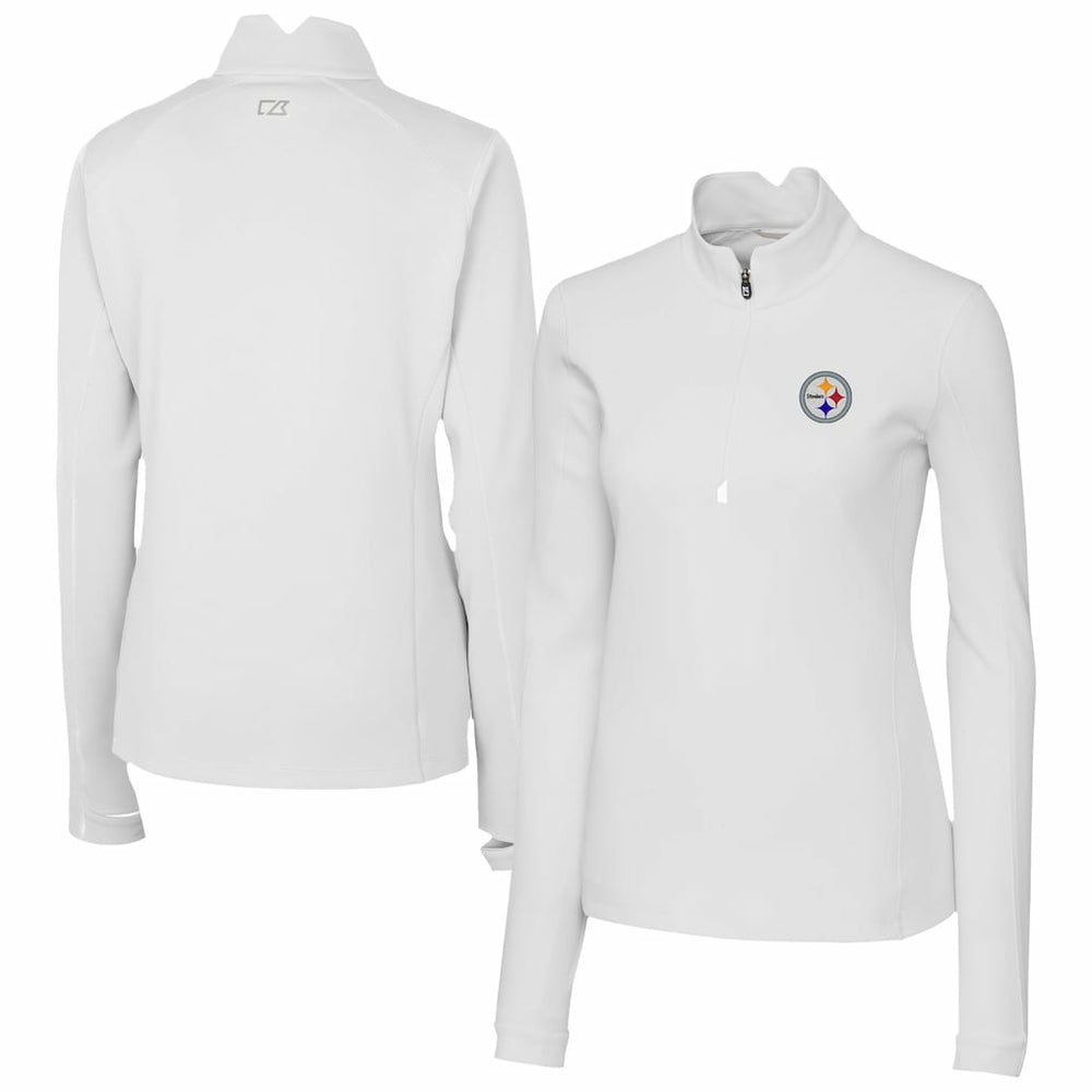 Pittsburgh Steelers Cutter & Buck Women's Traverse Stretch Quarter-Zip Pullover Top White | NFL