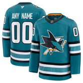 San Jose Sharks Fanatics Home Premium Custom Jersey - Teal - NHL