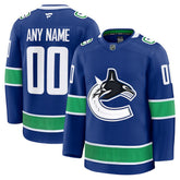 Vancouver Canucks Fanatics Home Premium Custom Jersey - Blue - NHL