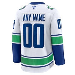 Vancouver Canucks Fanatics Away Premium Custom Jersey - White - NHL