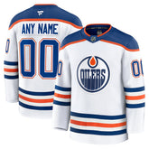Edmonton Oilers Fanatics Away Premium Custom Jersey - White - NHL
