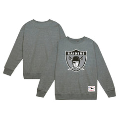 Las Vegas Raiders Basic Fleece Pullover Sweatshirt Heather Gray | Mitchell & Ness