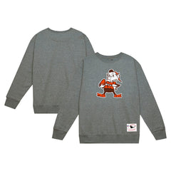 Cleveland Browns Basic Fleece Pullover Sweatshirt Heather Gray | Mitchell & Ness