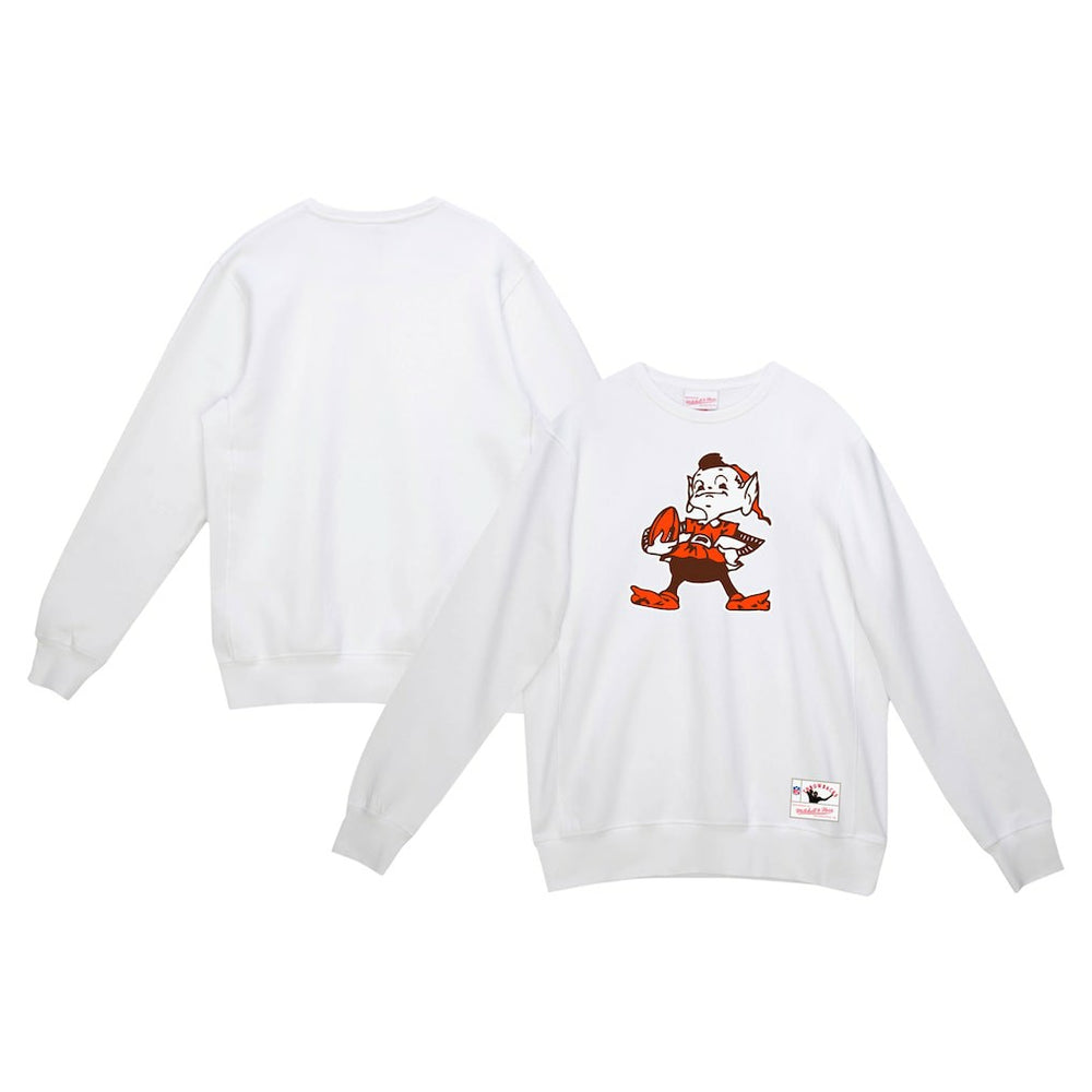 Cleveland Browns Basic Fleece Pullover Sweatshirt White | Mitchell & Ness