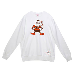 Cleveland Browns Basic Fleece Pullover Sweatshirt White | Mitchell & Ness