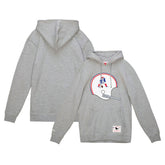 New England Patriots Helmet Logo Vintage Pullover Hoodie Heather Gray | Mitchell & Ness