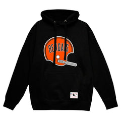 Cincinnati Bengals Helmet Logo Vintage Pullover Hoodie Black | Mitchell & Ness