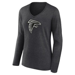 Atlanta Falcons Women's Personalized Name & Number Monochrome V-neck T-Shirt Charcoal | NFL