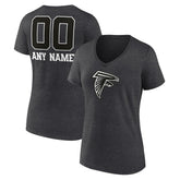 Atlanta Falcons Women's Personalized Name & Number Monochrome V-Neck Long Sleeve T-Shirt Charcoal | NFL