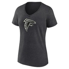 Atlanta Falcons Women's Personalized Name & Number Monochrome V-Neck Long Sleeve T-Shirt Charcoal | NFL
