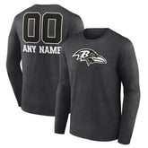 Baltimore Ravens Personalized Name & Number Monochrome Long Sleeve T-Shirt Charcoal | NFL