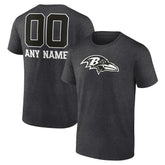 Baltimore Ravens Personalized Name & Number Monochrome T-Shirt Charcoal | NFL