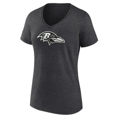 Baltimore Ravens Women's Personalized Name & Number Monochrome V-Neck Long Sleeve T-Shirt Charcoal | NFL