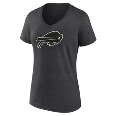 Buffalo Bills Women's Personalized Name & Number Monochrome V-Neck Long Sleeve T-Shirt Charcoal | NFL