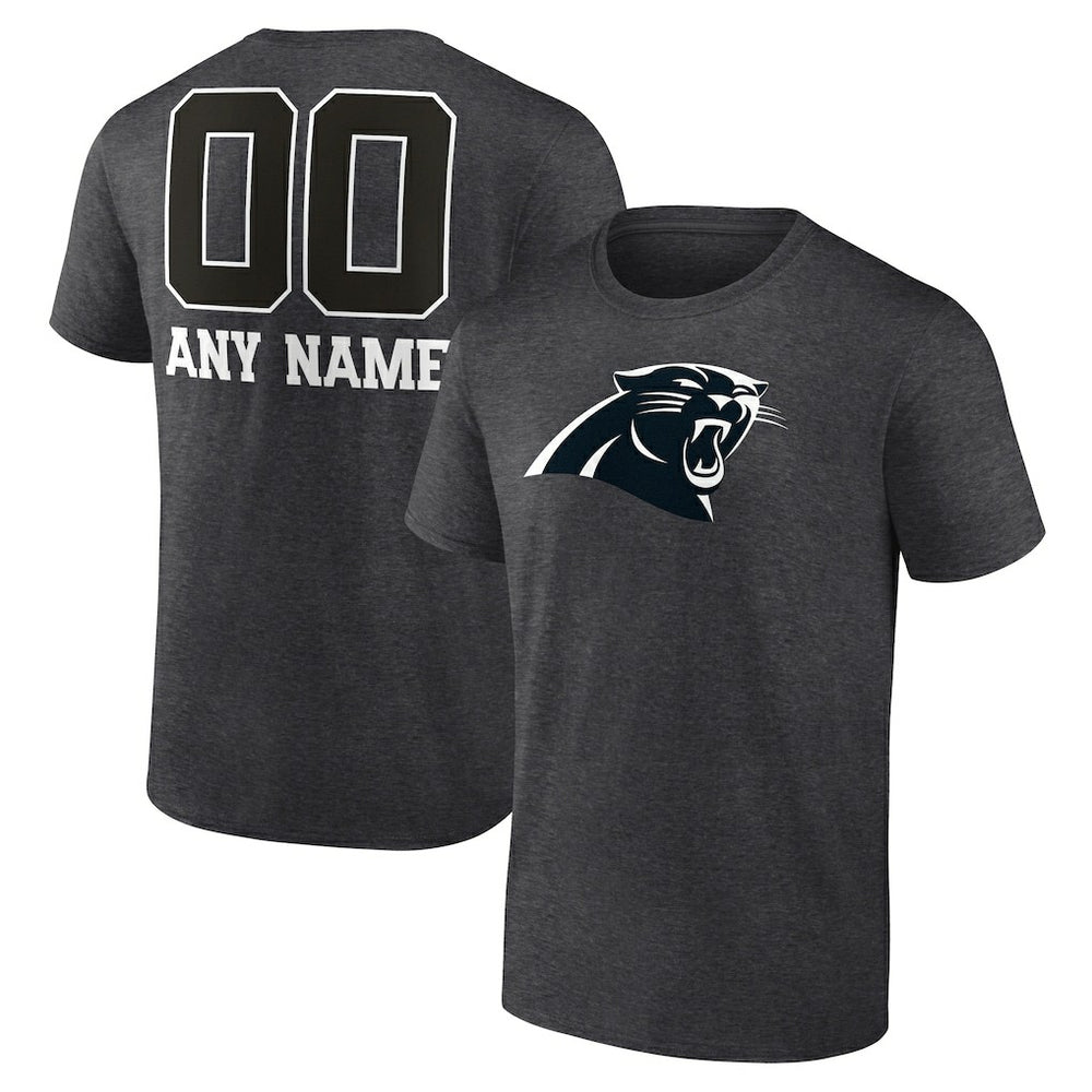 Carolina Panthers Personalized Name & Number Monochrome T-Shirt Charcoal | NFL