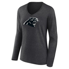 Carolina Panthers Women's Personalized Name & Number Monochrome V-neck T-Shirt Charcoal | NFL
