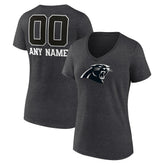 Carolina Panthers Women's Personalized Name & Number Monochrome V-Neck Long Sleeve T-Shirt Charcoal | NFL