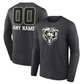 Chicago Bears Personalized Name & Number Monochrome Long Sleeve T-Shirt Charcoal | NFL