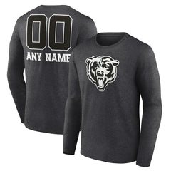 Chicago Bears Personalized Name & Number Monochrome Long Sleeve T-Shirt Charcoal | NFL