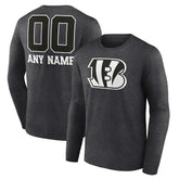 Cincinnati Bengals Personalized Name & Number Monochrome Long Sleeve T-Shirt Charcoal | NFL