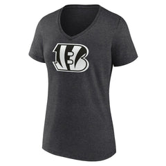 Cincinnati Bengals Women's Personalized Name & Number Monochrome V-Neck Long Sleeve T-Shirt Charcoal | NFL