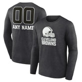 Cleveland Browns Personalized Name & Number Monochrome Long Sleeve T-Shirt Charcoal | NFL