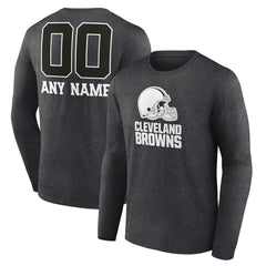Cleveland Browns Personalized Name & Number Monochrome Long Sleeve T-Shirt Charcoal | NFL