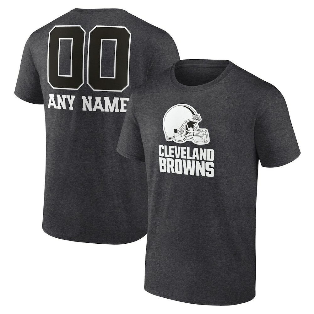 Cleveland Browns Personalized Name & Number Monochrome T-Shirt Charcoal | NFL