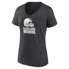 Cleveland Browns Women's Personalized Name & Number Monochrome V-Neck Long Sleeve T-Shirt Charcoal | NFL