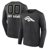 Denver Broncos Personalized Name & Number Monochrome Long Sleeve T-Shirt Charcoal | NFL