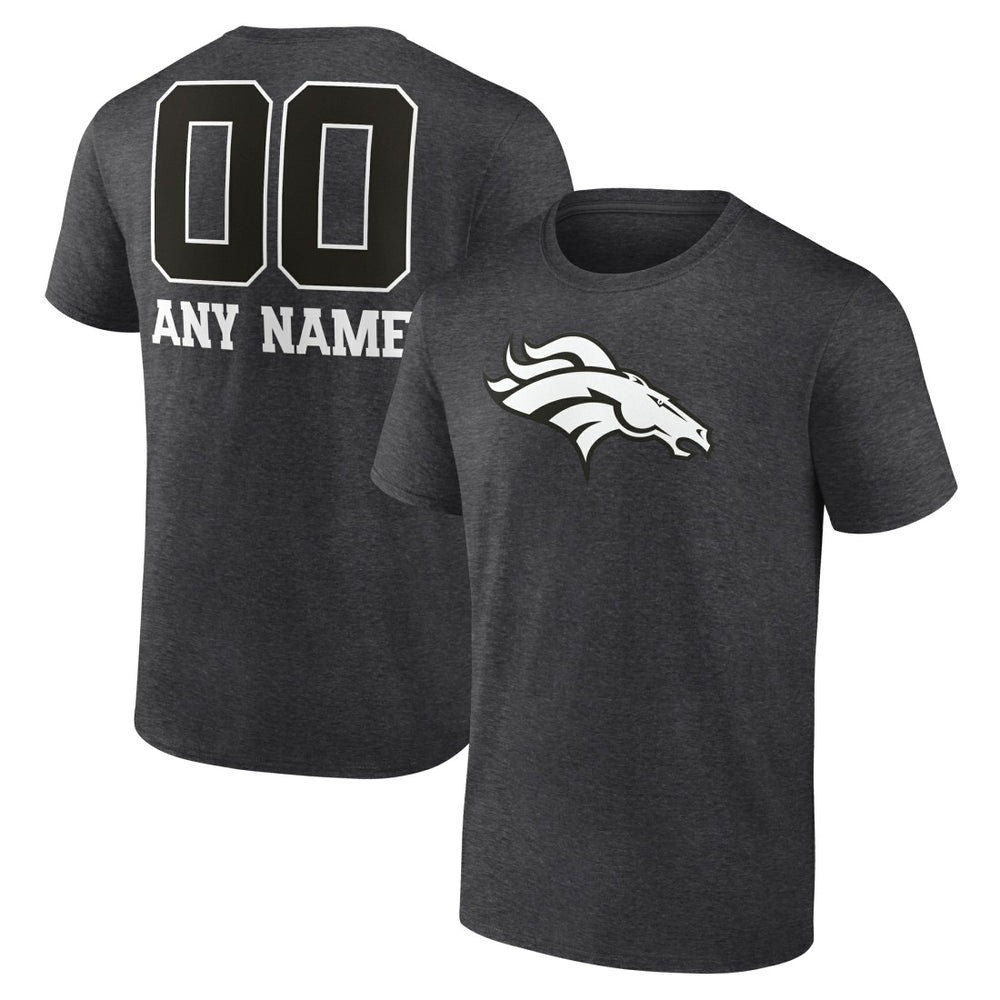 Denver Broncos Personalized Name & Number Monochrome T-Shirt Charcoal | NFL
