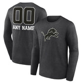 Detroit Lions Personalized Name & Number Monochrome Long Sleeve T-Shirt Charcoal | NFL