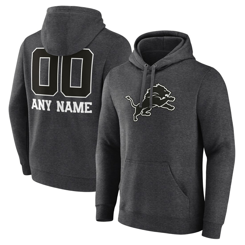 Detroit Lions Personalized Name & Number Monochrome Pullover Hoodie Charcoal | NFL