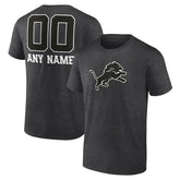 Detroit Lions Personalized Name & Number Monochrome T-Shirt Charcoal | NFL