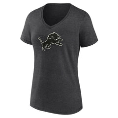 Detroit Lions Women's Personalized Name & Number Monochrome V-Neck Long Sleeve T-Shirt Charcoal | NFL