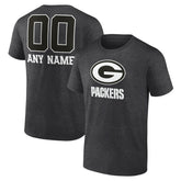 Green Bay Packers Personalized Name & Number Monochrome T-Shirt Charcoal | NFL